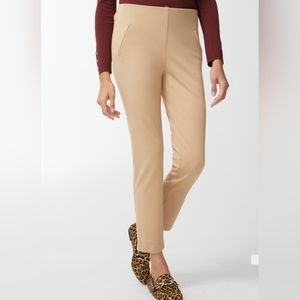 Chico's Camel Ponte Pull On Slim Ankle Pants
